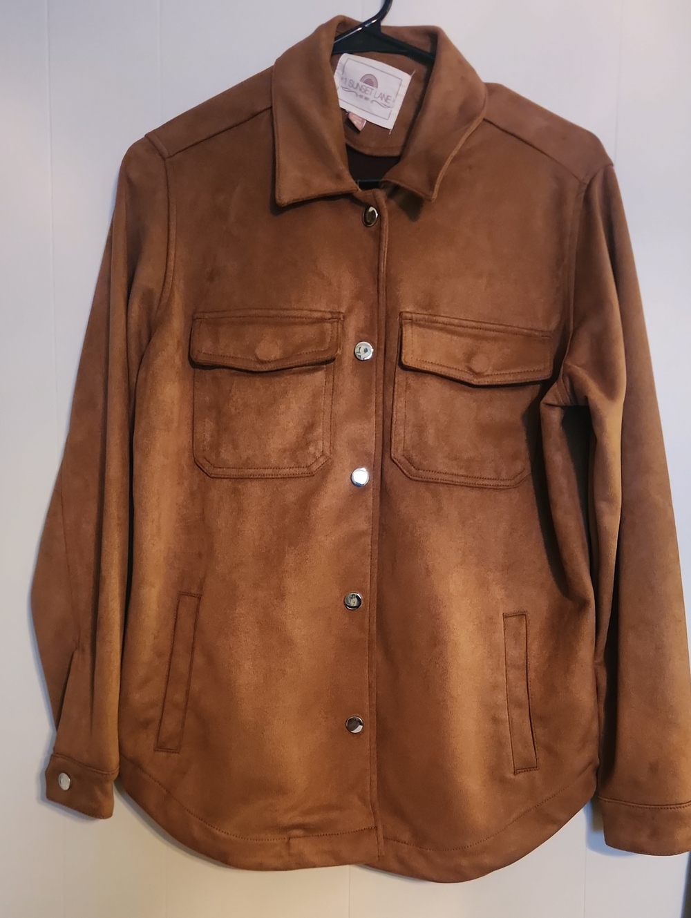 Women's Tan Suede Snap Up Jacket